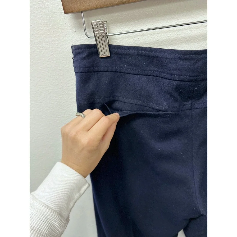 Tory Burch Wool Sailor Style Wide Leg‎ Pants Navy 2